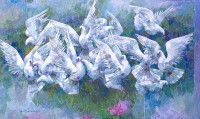 Iqbal Durrani, Huddling Comrades - 42 x 72 in - Oil on Canvas, Figurative Painting, AC-IQD-174